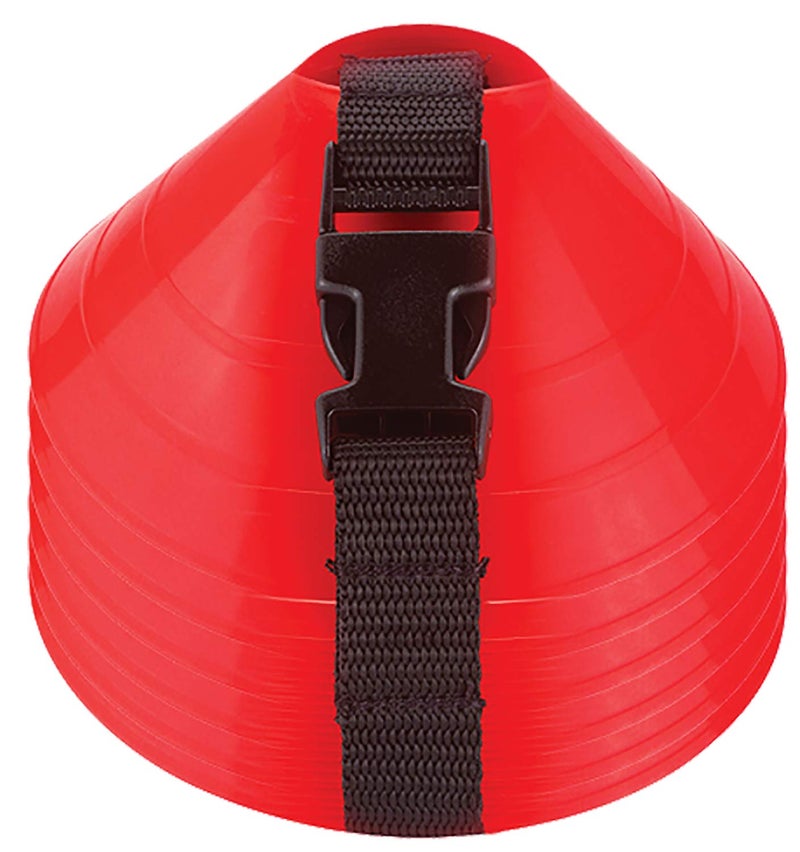 American Challenge Large Disc Cones â€“ Set of 6 Agility Cones for Sports Training â€“ Compact Soccer Cones with Carry Strap for Drills & Practice